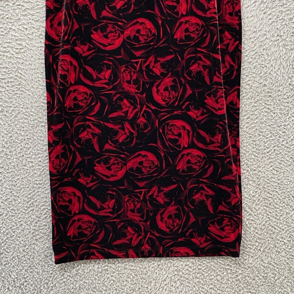 Chicos Travelers Dress Womens 4/6 Red Rose Velvet Sheath‎ Midi Party Cocktail 0 - Picture 11 of 15